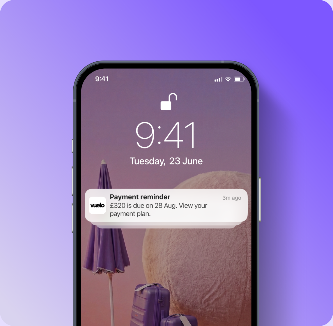 Vuelo app payments screen