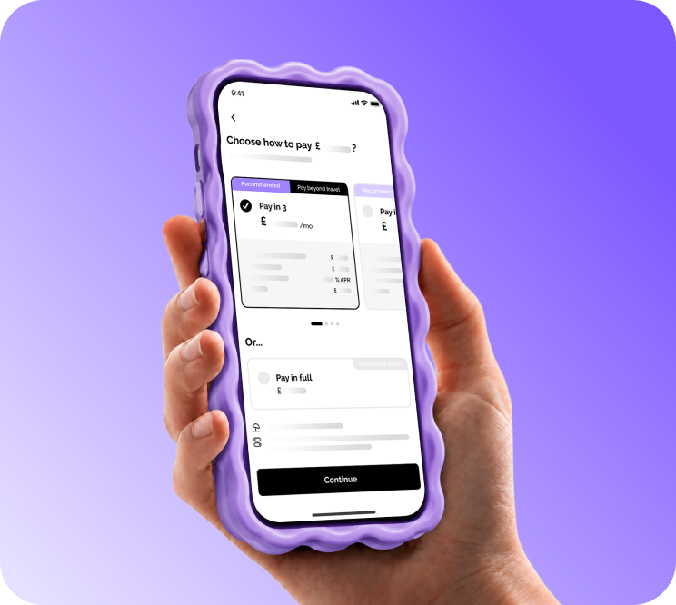 Hand holding a phone choosing how to pay