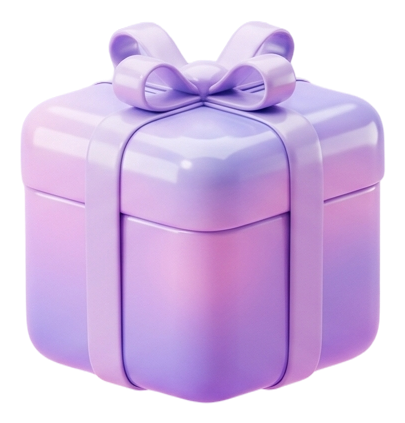A wrapped gift box representing the first purchase reward